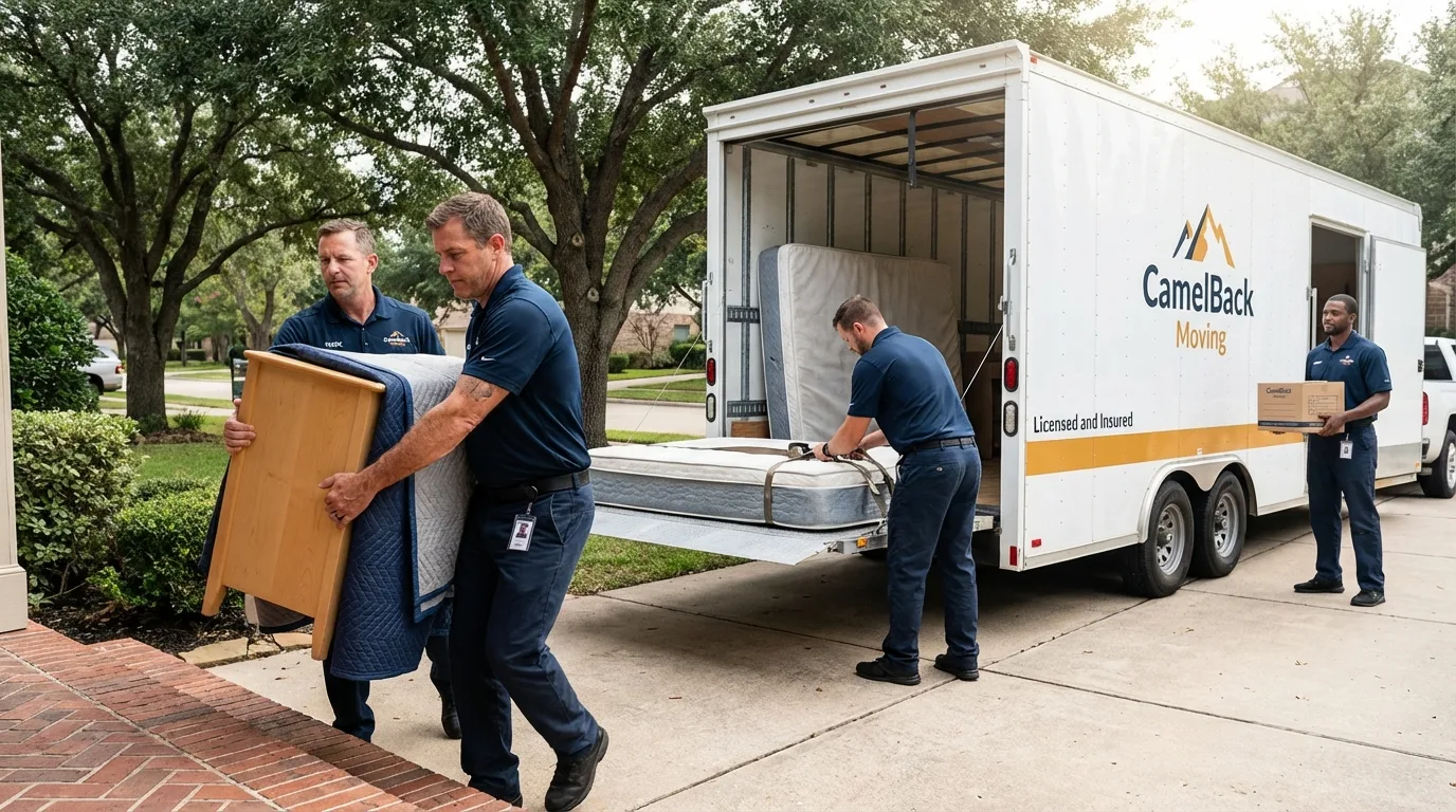 Crew loading residential truck for cross-state move from Cornwall, NY