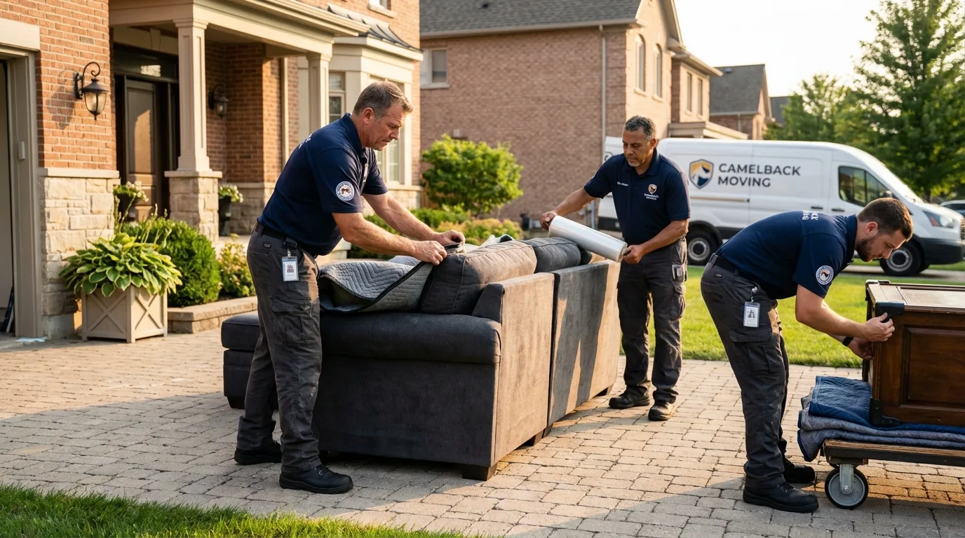 Large estate moving crew wrapping furniture in Cornwall, NY